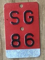 SG 86 - VELONUMMER - FAHRRADSCHILD - PLAQUE DE VELO - SG 86