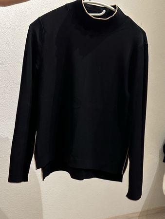 Marc Cain Damenpullover Gr. 3 Schwarz Beige Rollkragen
