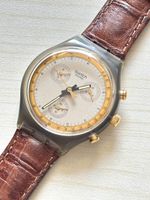 Swatch Chronograph Uhr Lederarmband Herren gebraucht