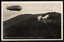 Badenweiler, Zeppelin fliegt über Hotel