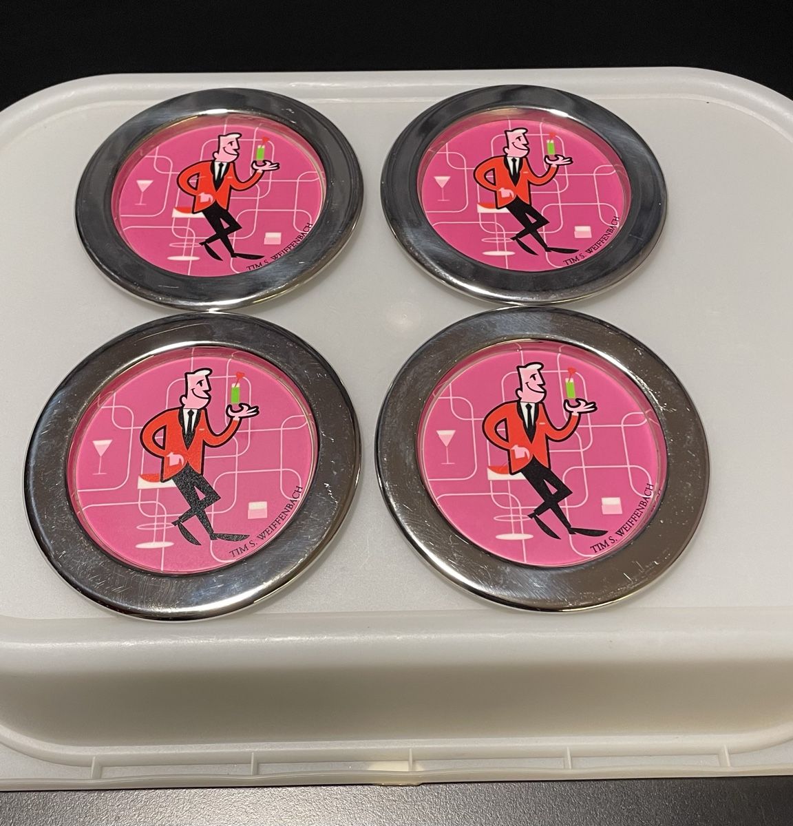 Untersetzer: 4er Set Ritzenhoff Glas Untersetzer, Vintage Comic – Gebraucht aus Zürich von Popcorn-Vintage