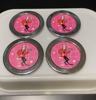 4er Set Ritzenhoff Glas Untersetzer, Vintage Comic