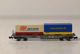 HUPAC mit LKW-Aufbauten ARCESE + Danzas Roco Spur N