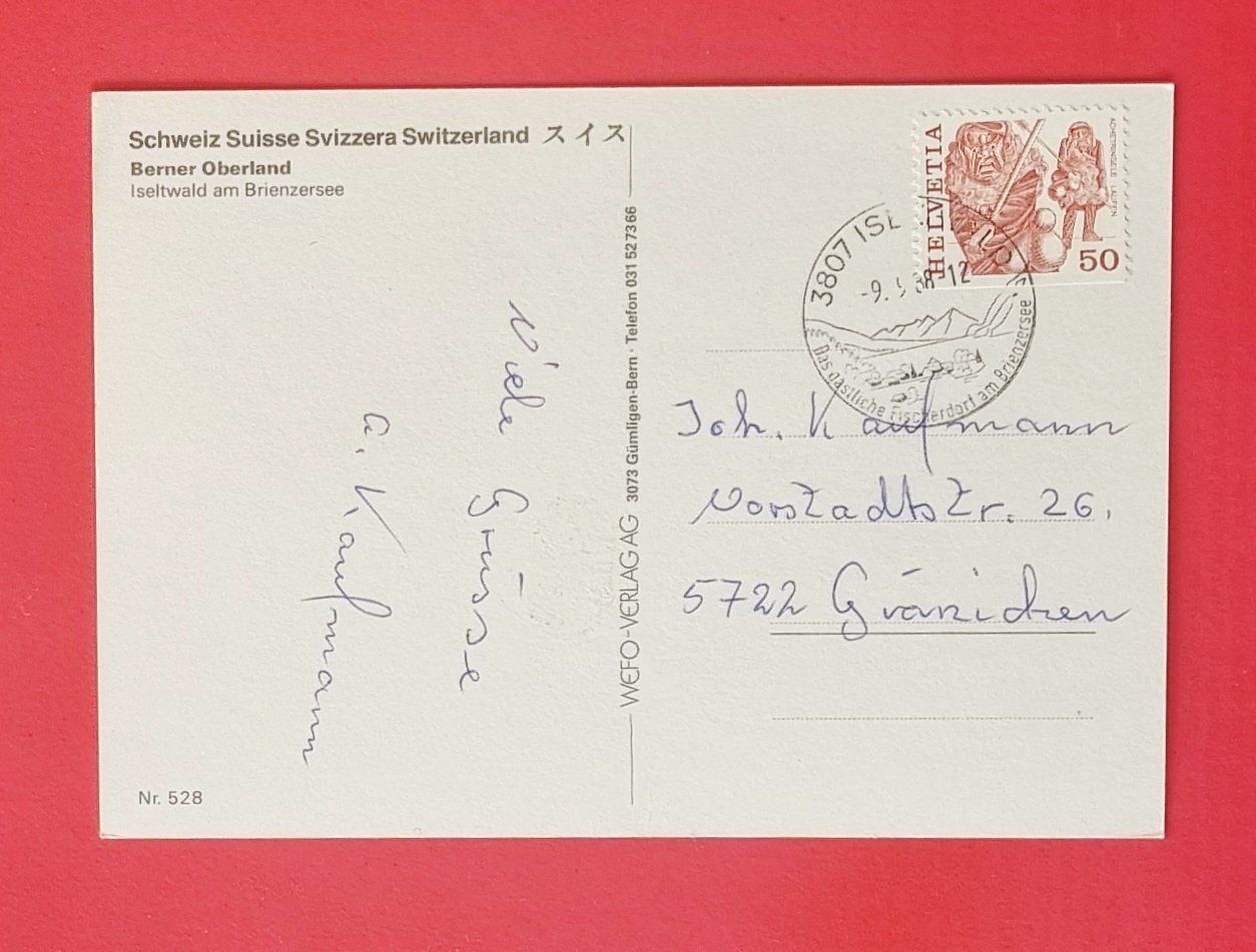 Cartoline postali: Iseltwald - Mehrbildkarte - 1988 – Usato da Rothrist venduto da RROENK 1