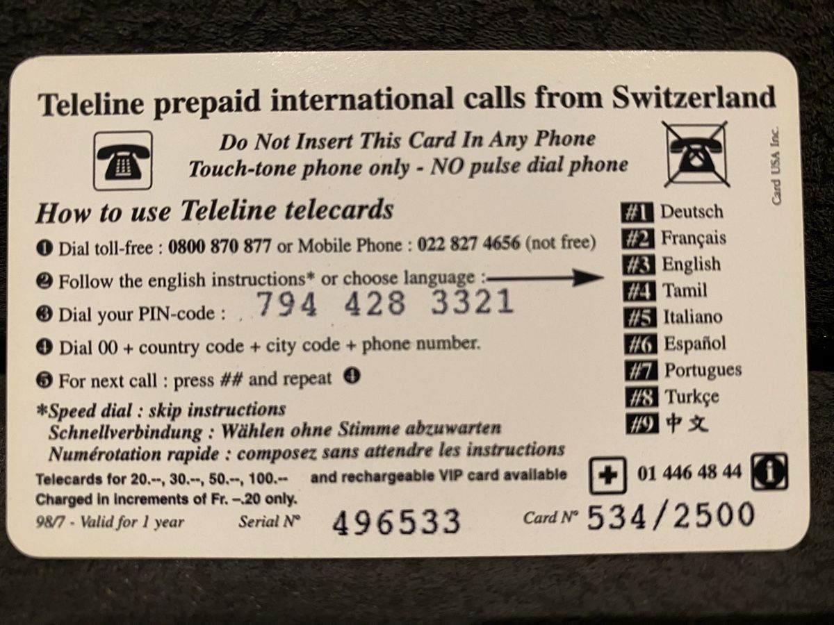 Telefon- & Taxkarten: Teleline – Gebraucht aus Lausanne von babacard10 1