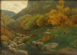 Gustave Karcher (1831-1908) - Bachpartie, 1904 - Öl auf Holz