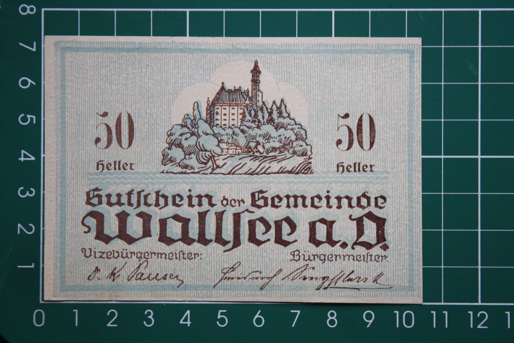 Banconote: currency voucher austria wallsee 50 heller 1920 – Usato da Laupen BE venduto da Gufi57