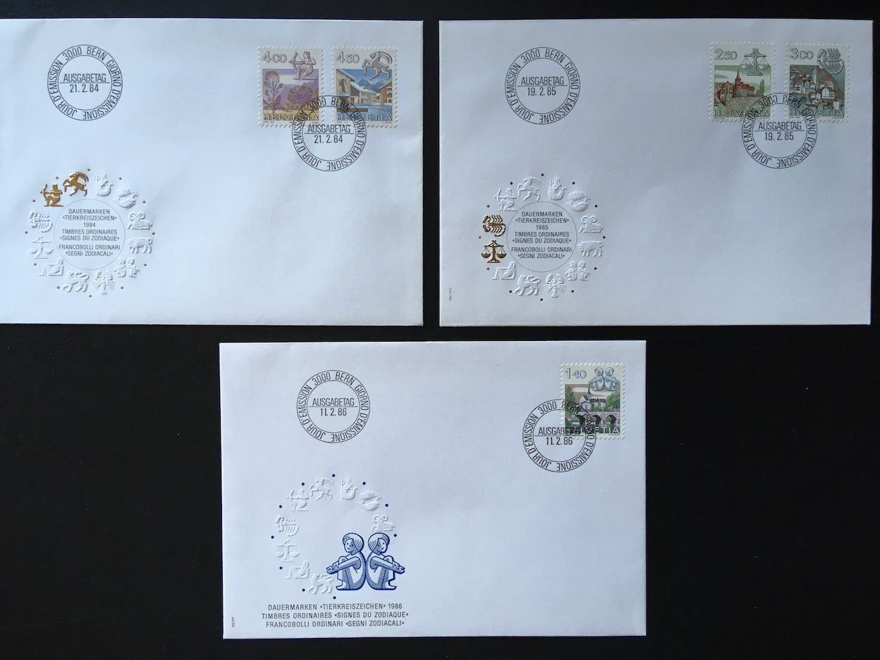Tutti i francobolli: 1982-86 Tierkreiszeichen auf 6 FDC – Usato da Nesslau venduto da andi_hon 1