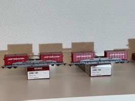 Bemo H0m RhB 2er Set ACTS Tragwagen Rhätische Bahn neu