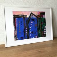 Blue House Moderne Kunst Acryl Abstrakt Blau Stefan Bammert