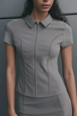 Grey Zip-Up Top, Size M