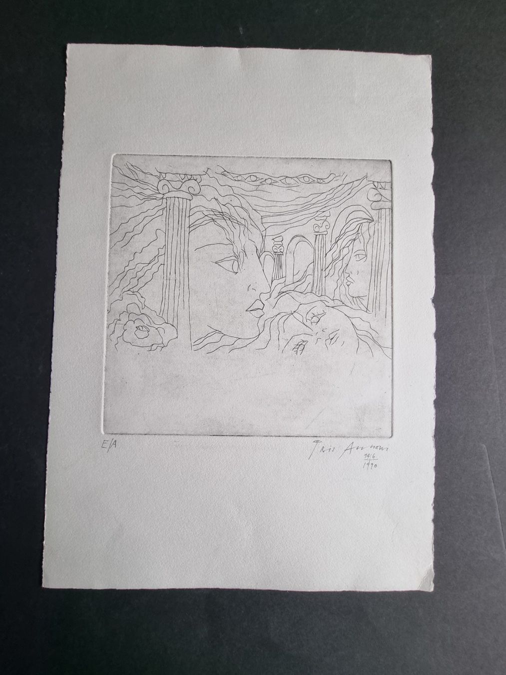 Grafiken & Lithographien: IRIS AUNONI RADIERUNG SIGNIERT E,A GRÖSSE  38X26CM – Gebraucht aus Gersau von grafik-kunst 2