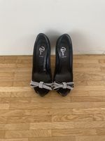 Schwarze Lack High Heels mit Strass, Gr. 38