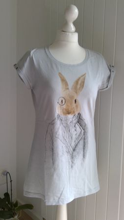 T-shirt vert tilleul SPOT motif lapin, taille M/L, coton
