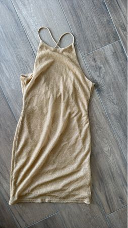 Damen Kleid gold glitzernd kurz gebraucht