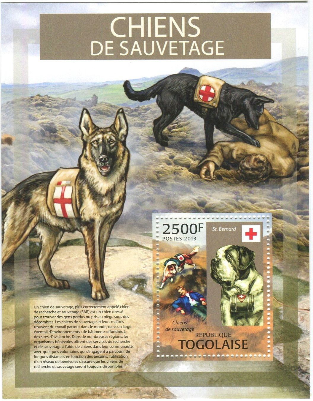 Alle Briefmarken: Block "Bernhardiner, Deutsche Schäferhund". Togo – Neu und originalverpackt aus Basel von Butsch5