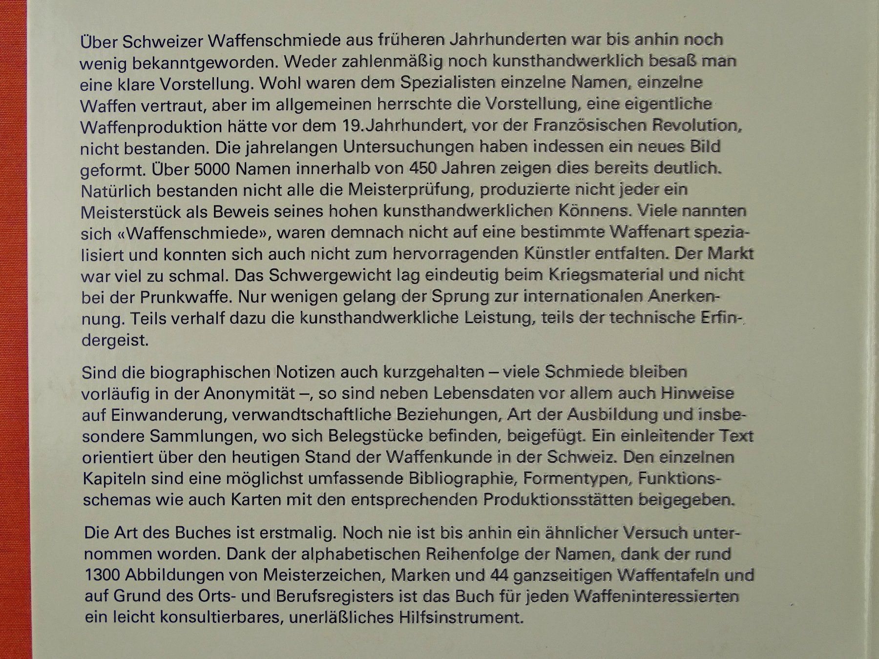 Libri: SCHWEIZER WAFFENSCHMIEDE 15.-20. JH – Usato da Grüningen venduto da Kartensammler 3