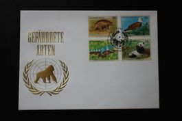 Umschlag UNO Gefährdete Arten mit Briefmarken guter Zustand