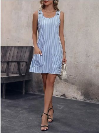 NEUES Sommerkleid blau-weiss gestreift Gr. S - 225144