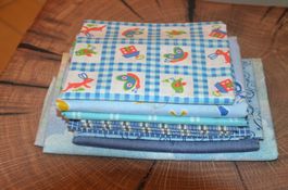 10 STUCK - STOFF RESTE PAKETE BLAU - BAUMWOLLE