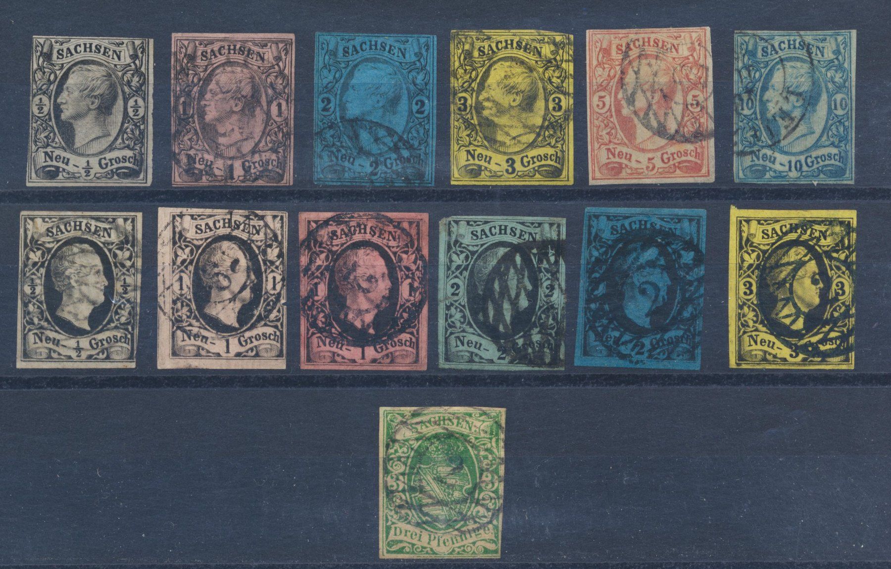 Alle Briefmarken: Sachsen - Lot geschnittene Ausgaben – Gebraucht aus Roggwil BE von Stampdealer3