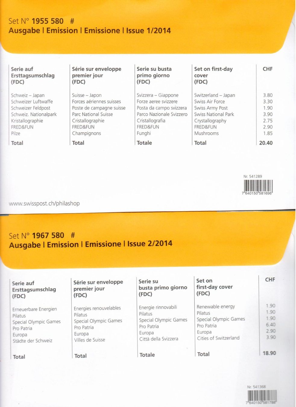 Alle Briefmarken: FDC 2014 – Gebraucht aus Wolhusen von Curver9