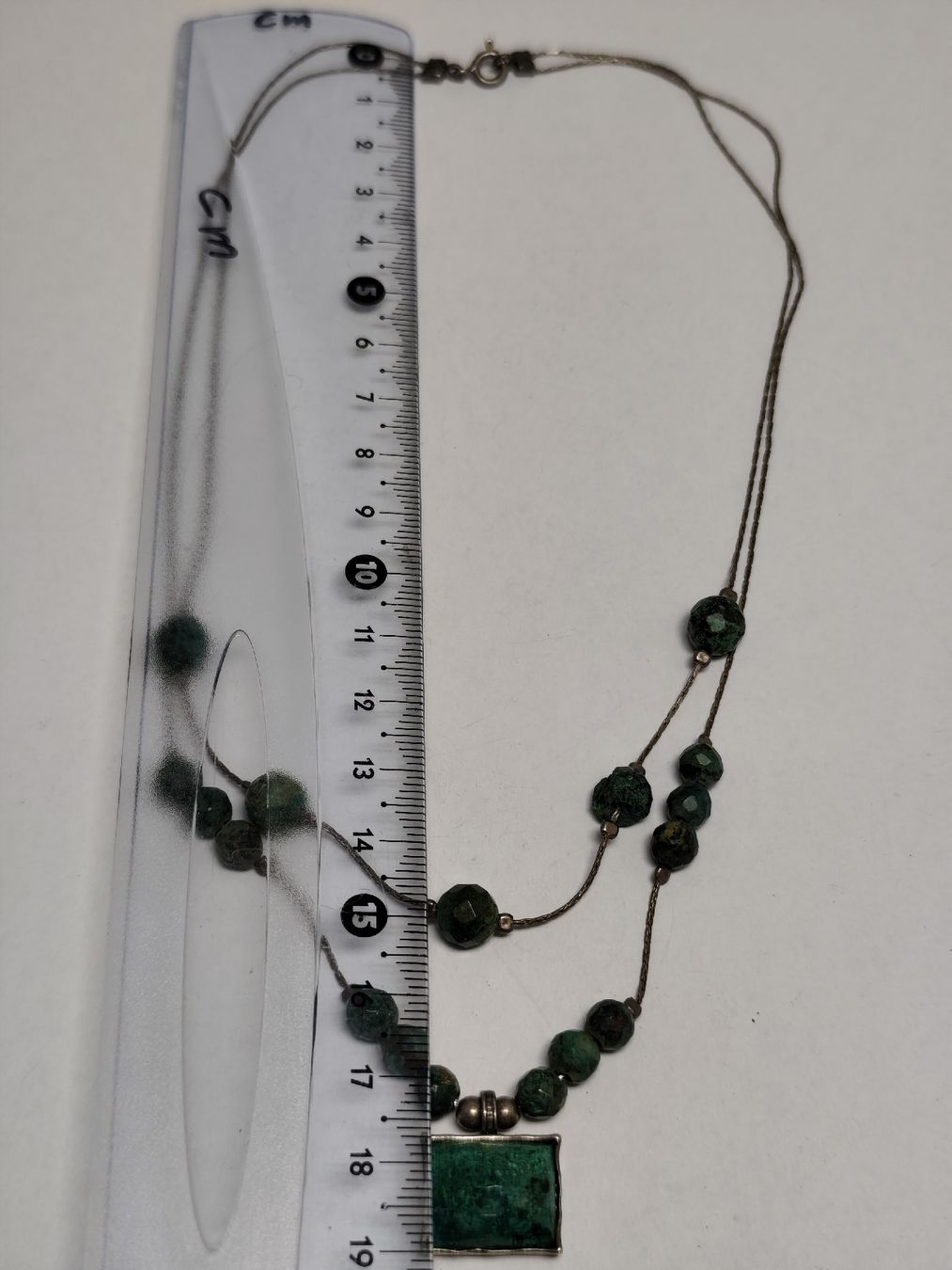 Ketten: Handgefertigtes Solid Silber Collier grünen Edelsteinen #A8 – Gebraucht aus Châtelaine von Tropic.Watch2 1
