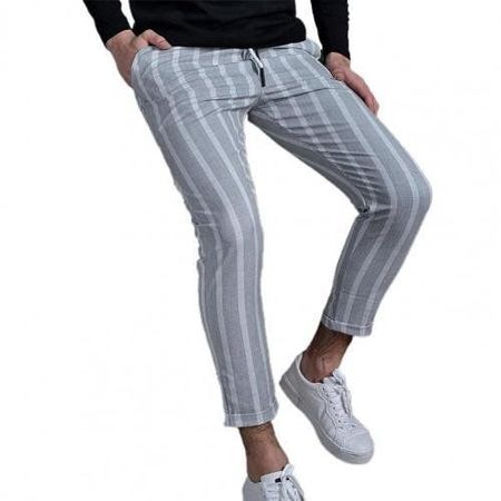 NEUE Herren Casual Hose weiss-grau Gr. M - 222497