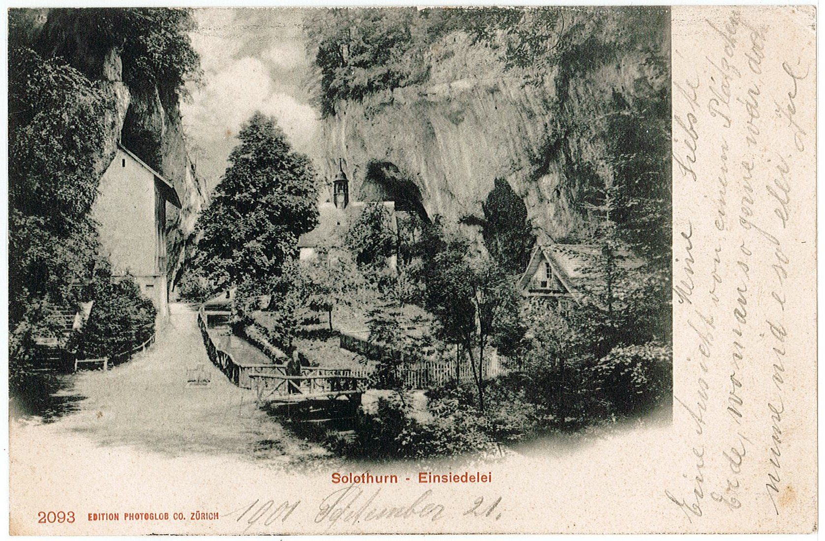 Cartoline postali: SO 93 SOLOTHURN Einsiedelei 1901 – Usato da Fribourg venduto da philafri