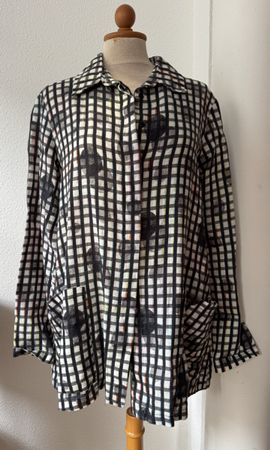 Chemise Luukaa lin à carreaux noir blanc taille 40 neuf