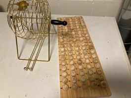 Lottospiel Holz und Metall mit automatischer Ziehung