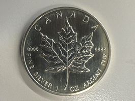 1 Unze Silber Canada Maple Leaf 1989