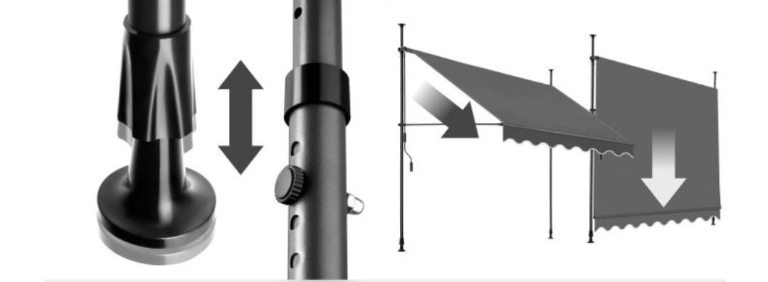 Ombrelloni: Klemmmarkise schwarz/grau 250 x 180 cm – Nuovo (secondo la descrizione) da Rotkreuz venduto da NextChance 2