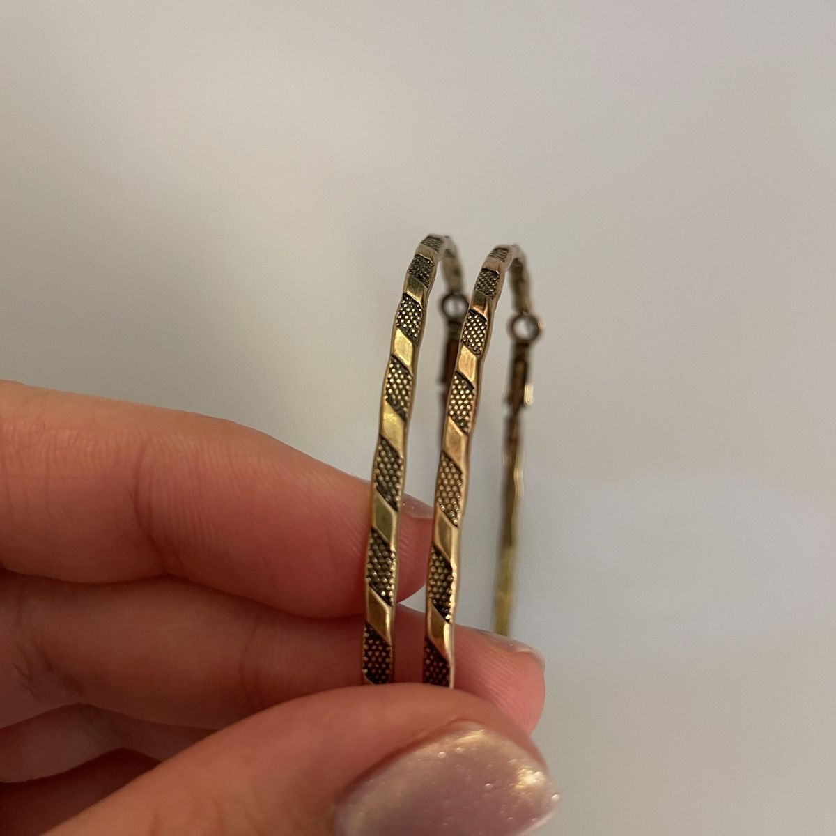 Orecchini pendenti & Orecchini a lobo: Creolen, Ohrringe, gold, 7cm, Modeschmuck, gemustert – Nuovo (secondo la descrizione) da Bellach venduto da Lapislazuli_blues 3