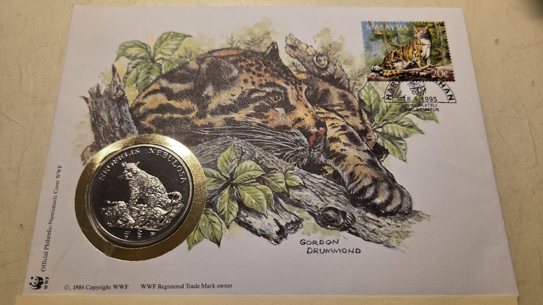 Medaglie: 1995  Medallienbrief WWF Nebelparder – Usato da Arni AG venduto da Moth68 1