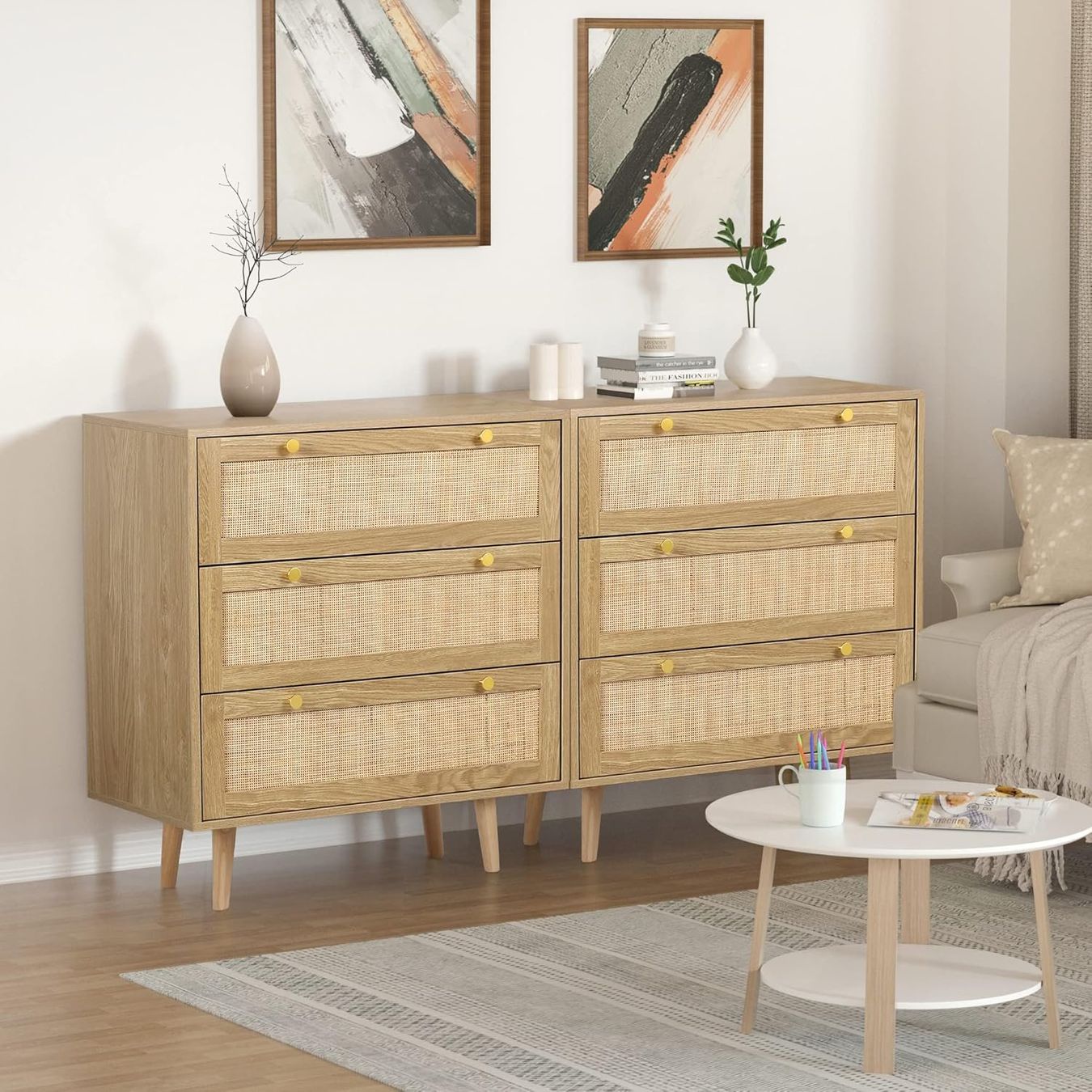 Cassettiere: Rattan Kommode 3 Schubladen Eiche 80x40x91,4 cm – Nuovo e nell'imballaggio originale da St. Gallen venduto da VerkaufsMaus50 5