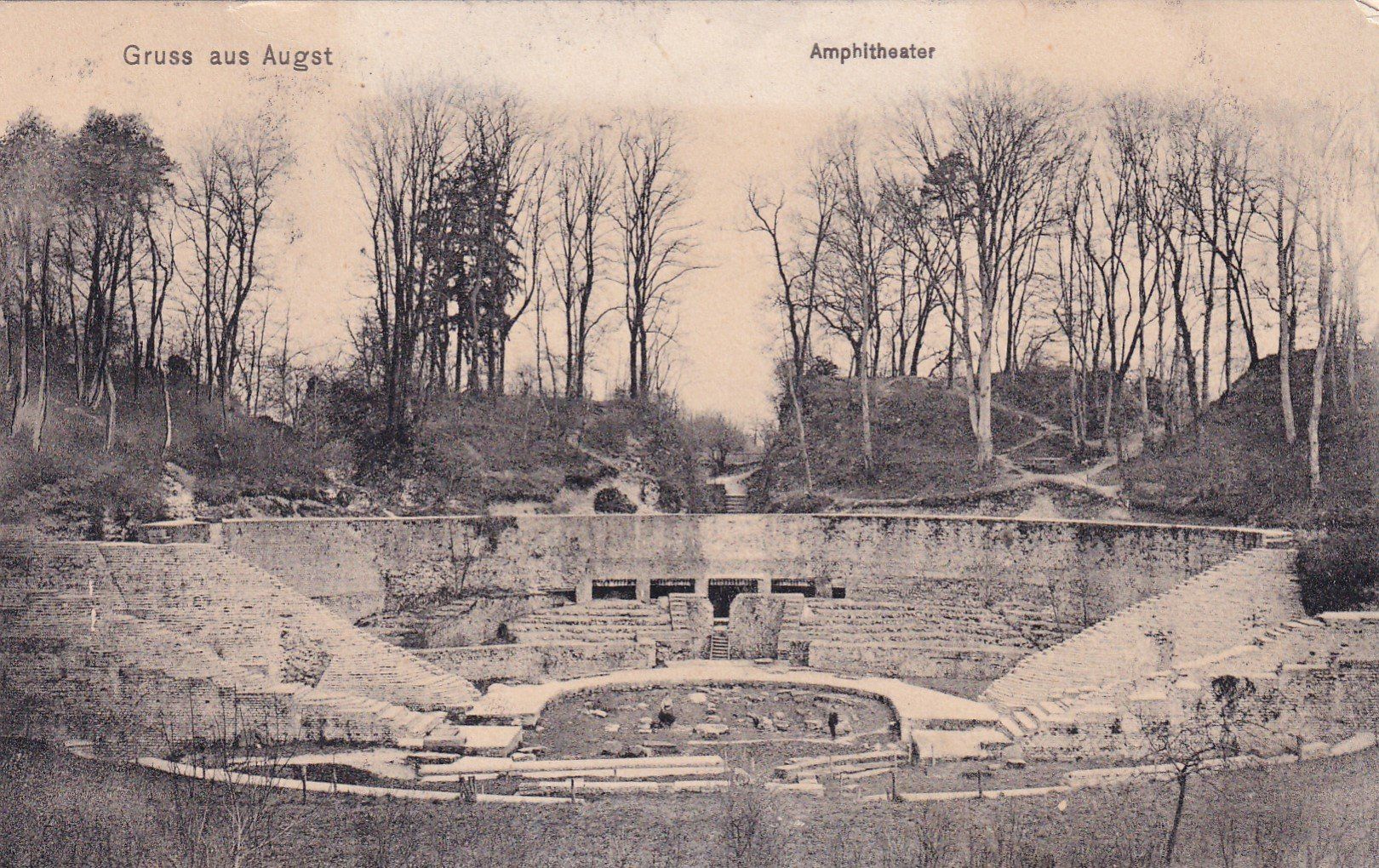 Cartoline postali: Ansichtskarte Gruss aus Augst - Amphitheater – Usato da Birsfelden venduto da Sakurajima