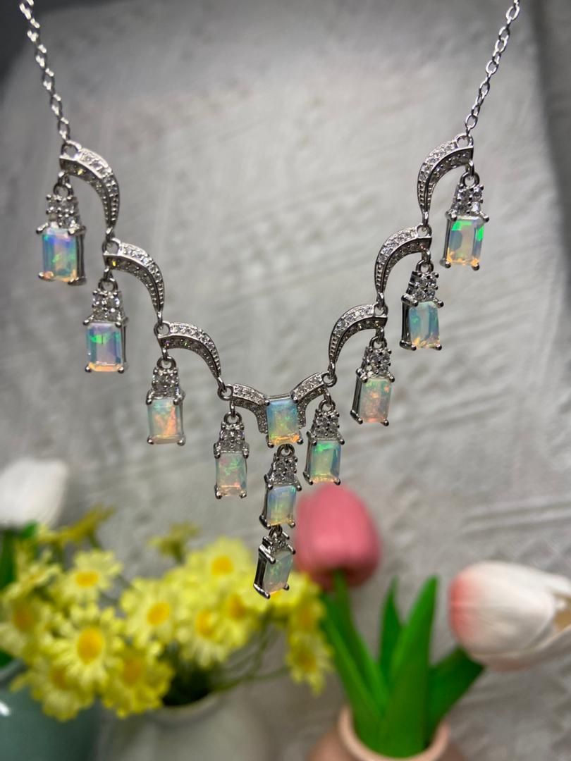 Catenine: Smaragtschliff Opal-Kette, Silber 925, NEU – Nuovo (secondo la descrizione) da St. Gallen venduto da GIULESGG 1