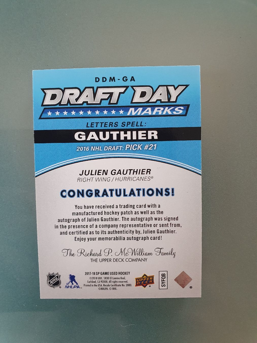 NHL Sammelbilder & Trading cards: NHL Draft Day Marks Karte – Gebraucht aus Büren an der Aare von Trash4 1