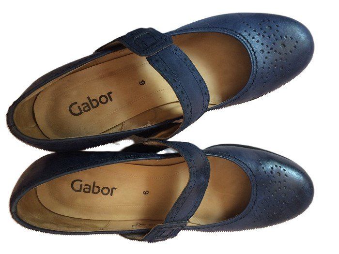 Gabor Scarpe da donna: Gr. 39 GABOR blaue Pumps Leder mit Elastik am Riehmchen – Usato da Basel venduto da FRAU.ZAUBER.MOND 1