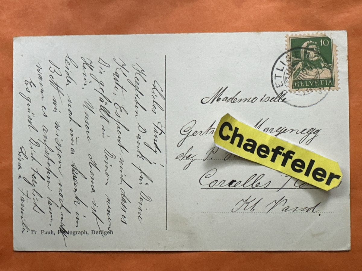 Cartoline postali: 1925 Originale alte Ansichtskarte von Detligen BE,m – Usato da Zürich venduto da Chaeffeler 1