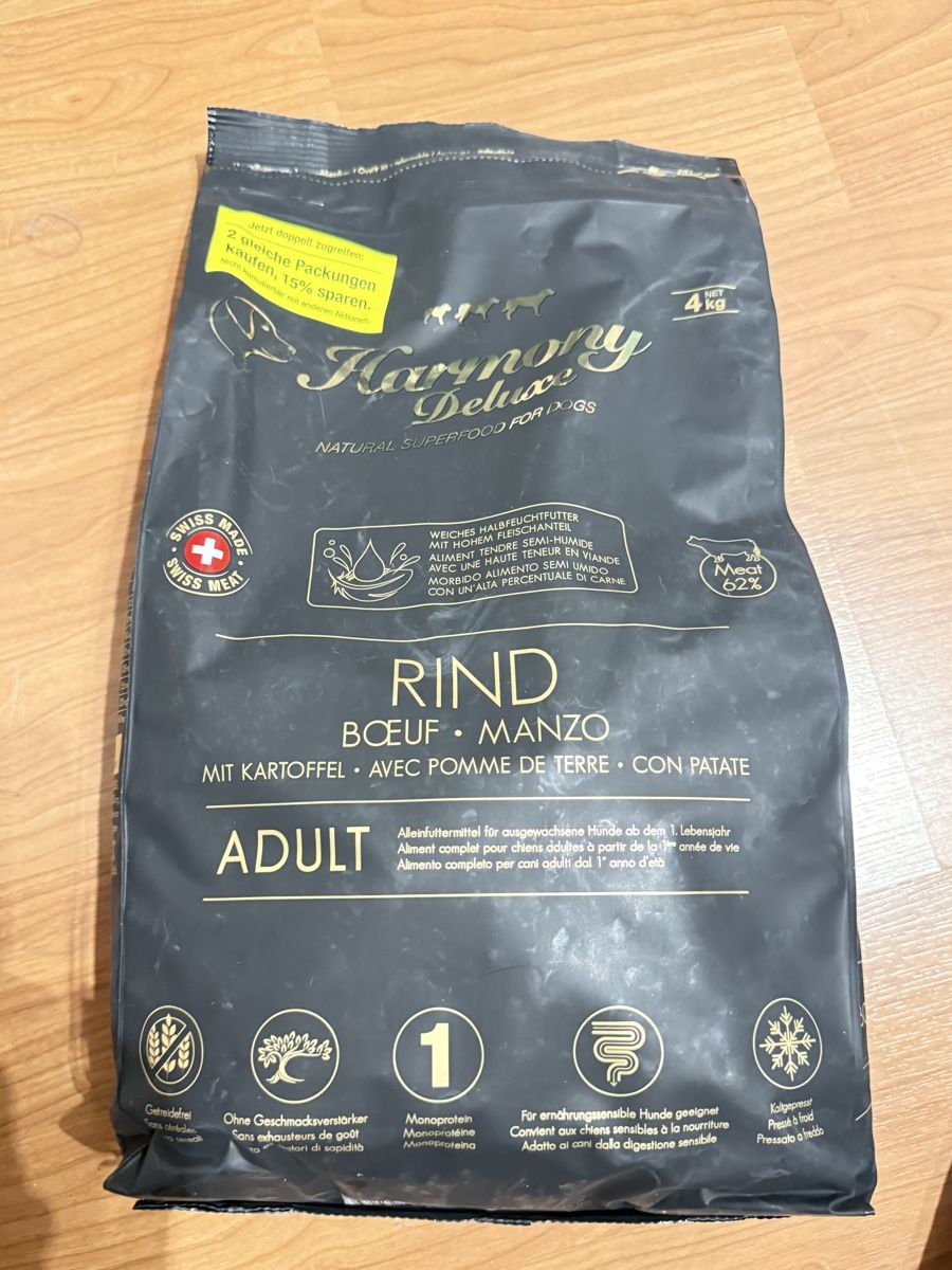 Futter: Harmony Deluxe Rind Hundefutter – Neu und originalverpackt aus Bad Zurzach von Radesi