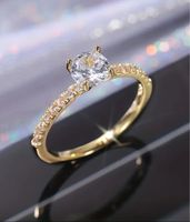 Vergoldeter Ring mit Zirkonia Grösse 7 17.3mm Neu