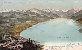 Vogelschau-AK Lac Léman Haut-Lac datiert 1909