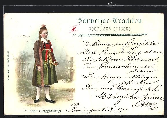 Cartoline postali: Litho Schweizerin in Berner Tracht, 1901 – Usato da Berlin venduto da bartko-reher