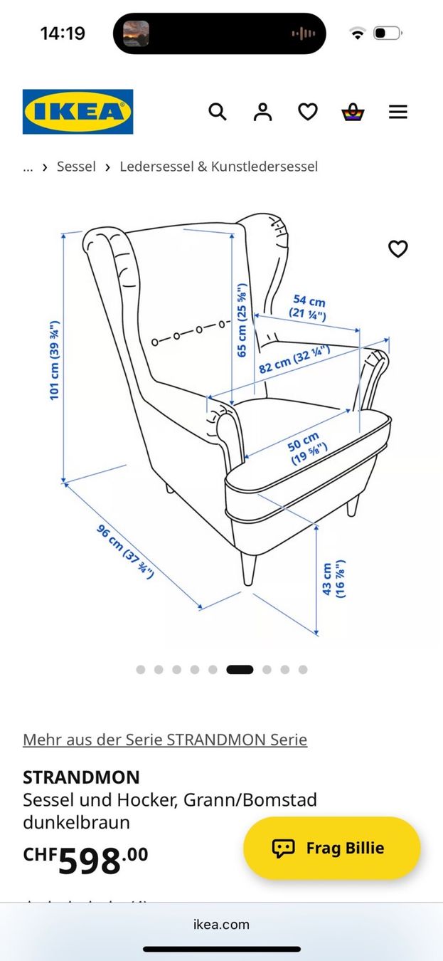Ikea Poltrone: STRANDMON Sessel inkl. Hocker Dunkelgrau – Usato da Luzern venduto da noz_b7k9 4