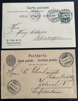 2 Postkarten mit Firmenaufdruck und Rasieklingenstempel