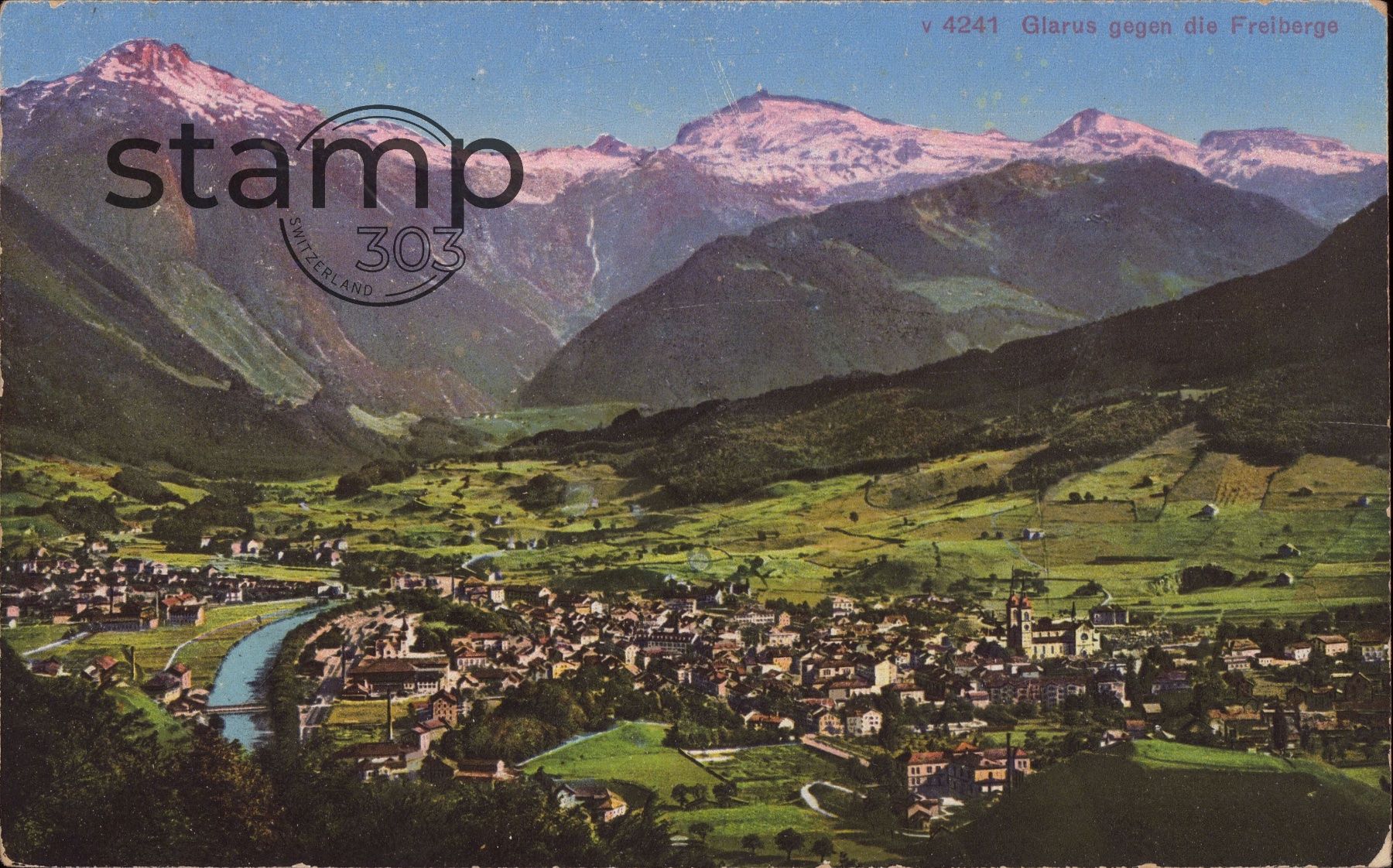 Ansichtskarten: 1925 AK Glarus gegen die Freiberge – Gebraucht aus Eggersriet von stamp303