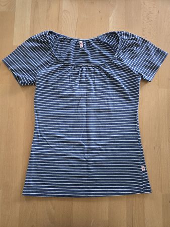 T-shirt rayé bleu et blanc, taille XS