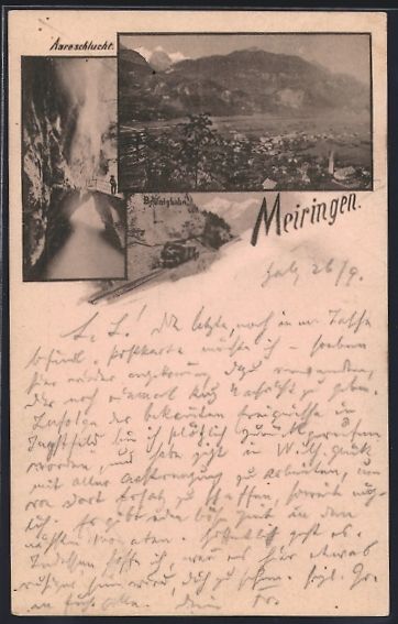 Ansichtskarten: Vorläufer-AK Meiringen, 1895, Aareschlu – Gebraucht aus Berlin von bartko-reher